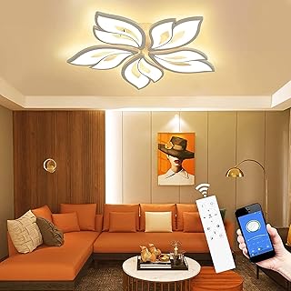 Plafonnier LED APP à intensité variable - Lampe de salon - Lampe de chambre à coucher avec télécommande - Changement de couleur - Plafonnier moderne à économie d
