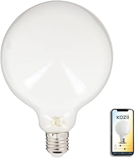 KOZII, Ampoule LED Connectée Filament E27 G125 Opaque 7W, Variation de Luminosité, Compatible Alexa et Google Home, Douille E27, Éclairage Intérieur, Économie d