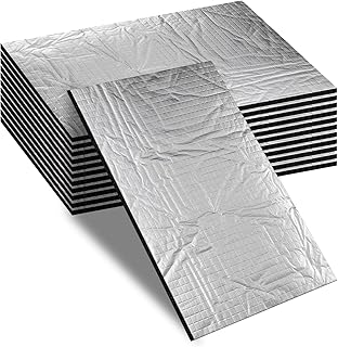 12 pièces de plaques Alubutyl de 400 * 250 * 5 mm, natte d’isolation, résistante au feu et à l’eau, anti-vibration, autocollante pour la protection acoustique et l’isolation thermique dans les